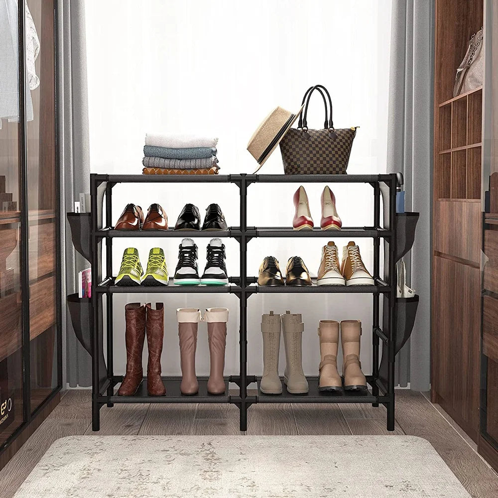 TECHVIDA Shoe Rack with Pockets, 5-Tier Shoe Boots Organizer Freestanding Shoe Shelf for Entryway Bedroom,Clearance