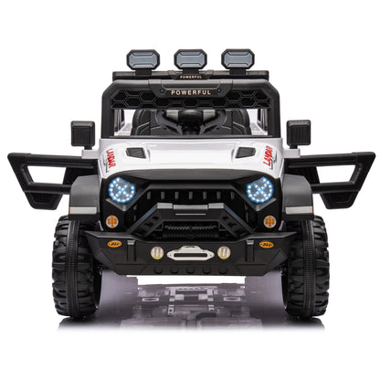 24V Ride on Large PickUp Truck Car for Kids,Ride On 4WD Toys with Remote Control,White,3-8 years old