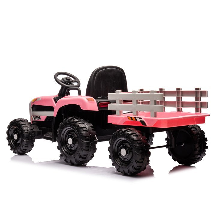 HNH 24V Ride on Toy,Kids Ride On Tractor with Trailer & Remote,Electric Car Toy with Bluetooth