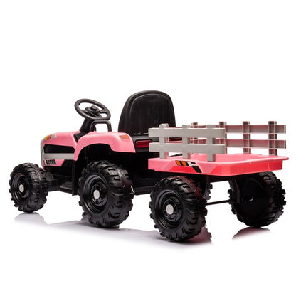HNH 24V Ride on Toy,Kids Ride On Tractor with Trailer & Remote,Electric Car Toy with Bluetooth