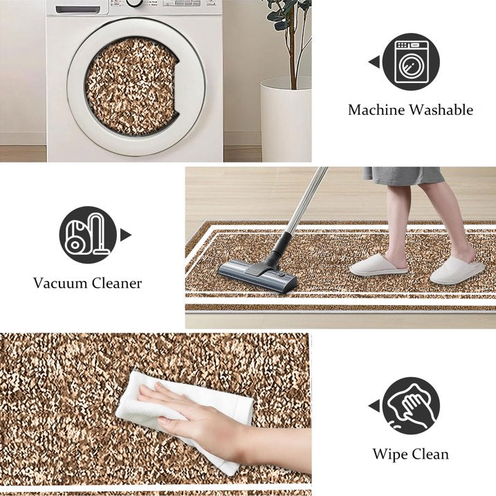 TECHVIDA Bathroom Rugs 3pcs Set,Non-Slip Ultra Soft Bath Rugs,Machine Washable,Water Absorbent,Light Brown