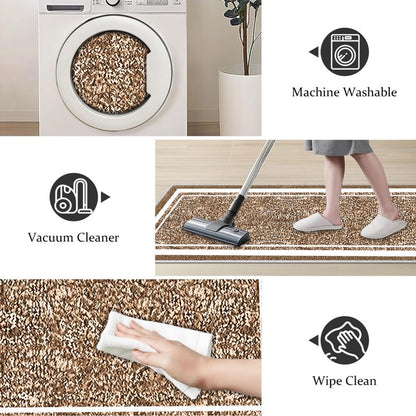 TECHVIDA Bathroom Rugs 3pcs Set,Non-Slip Ultra Soft Bath Rugs,Machine Washable,Water Absorbent,Light Brown