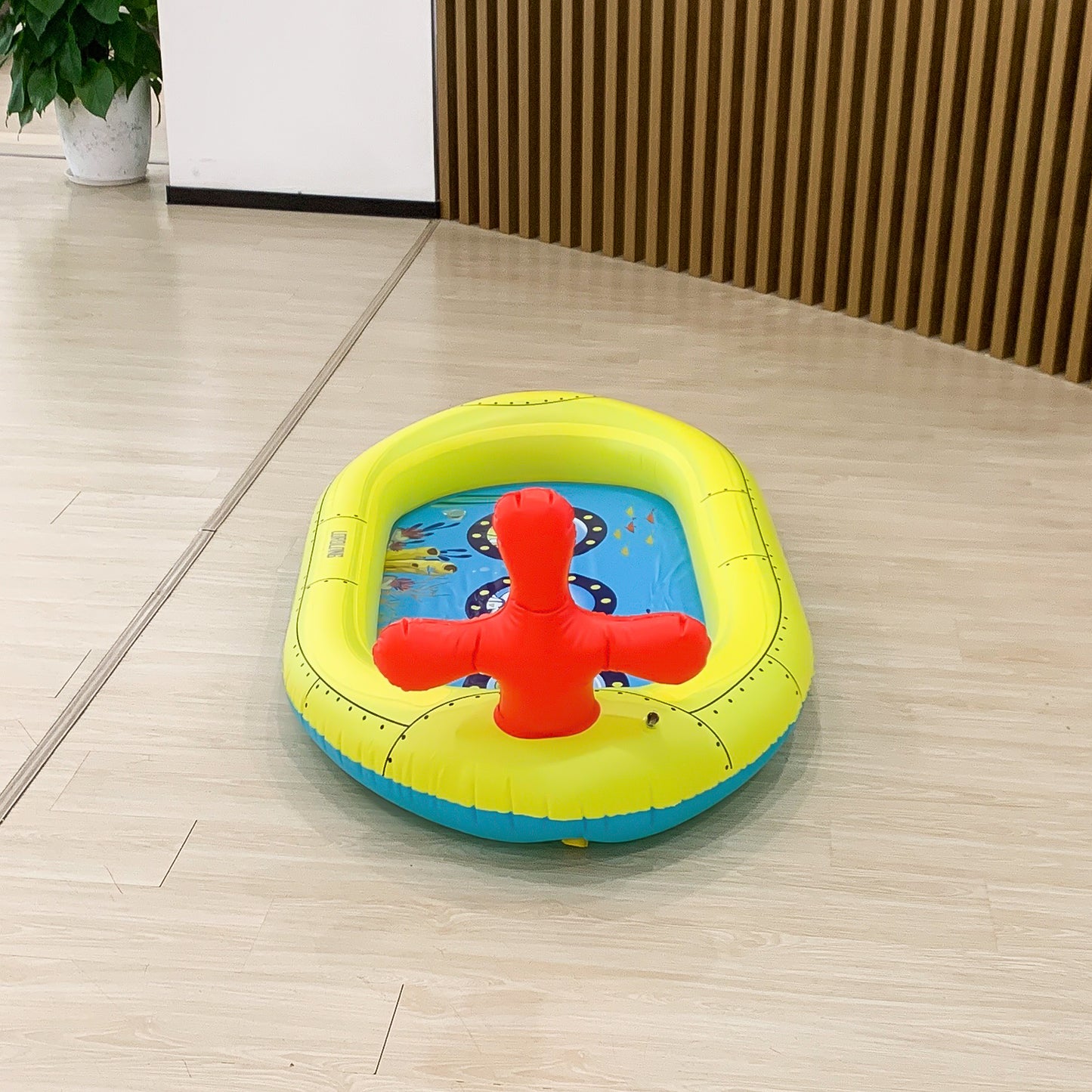 LORDLONG Inflatable Swimming Pool with Built-in Air Pump (Patterned, Medium - 82.6" x 59" x 23.6") - for Kids & Adults - Includes Repair Kit - Self Inflating Blow Up - Family & Kiddie Pool