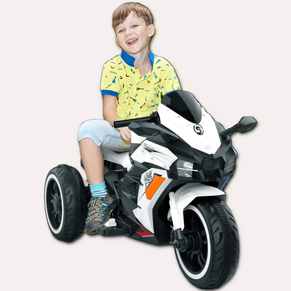 Zogymoz 12V Powered Ride on Motorcycle, Electric Dirt Bike for Kids Boys Girls, Motorbike Motorcycle Ride on Toy w/ Music and LED Light for 3-8 Years Old, White