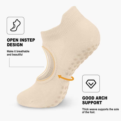 YOMYM Pilates Socks for Women Non Slip Grip Socks for Yoga, Barre, Hospital, Barefoot Grippy Yoga Sock 6 Pairs