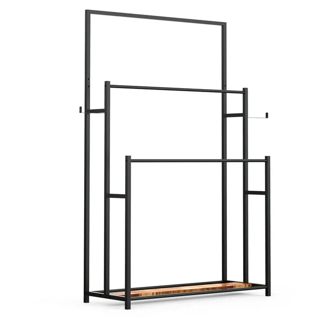 TECHVIDA Towel Racks for Bathroom, 3 Tiers Metal Towel Rack Standing, Freestanding Towel Holder for Bath Storage & Hand Towels, Blanket Holder, Next to Tub Shower, Pool Towel Racks Outdoor