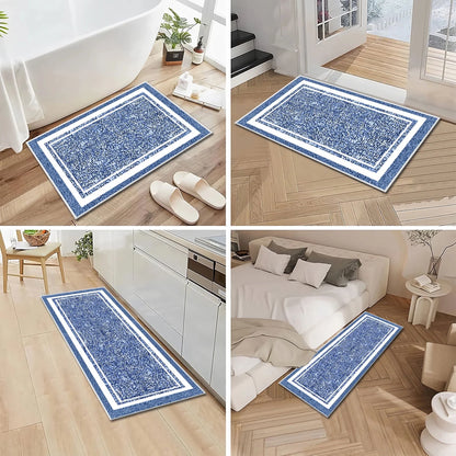 TECHVIDA Bathroom Rugs 3pcs Set,Non-Slip Ultra Soft Bath Rugs,Machine Washable,Water Absorbent,Light Blue
