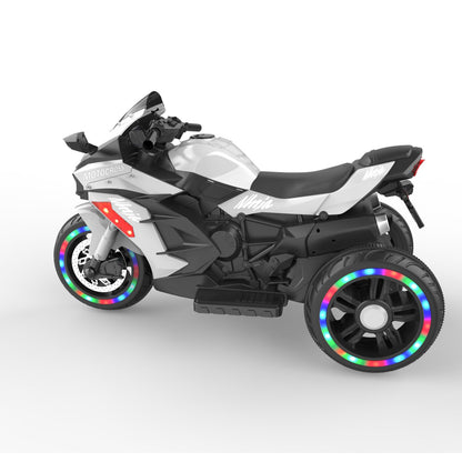 HNH Child Ride on Toys, 90Lbs Max Kids Motorcycle Electric Dirt Bike for Child with Light Wheel,Bluetooth Music-White