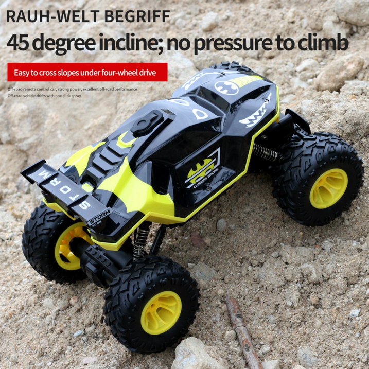 HNH 1:16 off Road RC Car, 4WD Remote Control Car, Monster Truck with Lights and Spray Function, Kids RC Vehicle Truck for Boys & Two Battery