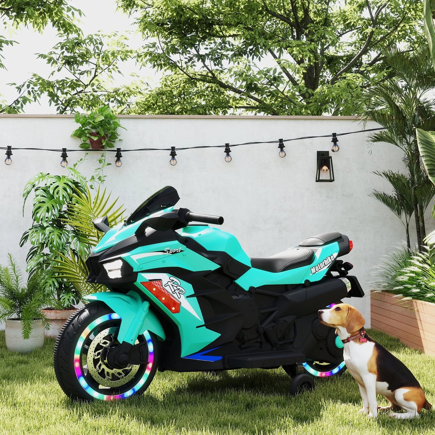 Zogymoz 12V Electric Ride on Motorcycle, Kids Motorcycle for 3-6 Years with Light Wheel & Bluetooth Music-Green