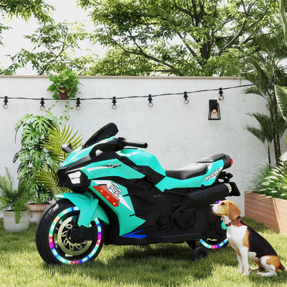 Zogymoz 12V Electric Ride on Motorcycle, Kids Motorcycle for 3-6 Years with Light Wheel & Bluetooth Music-Green