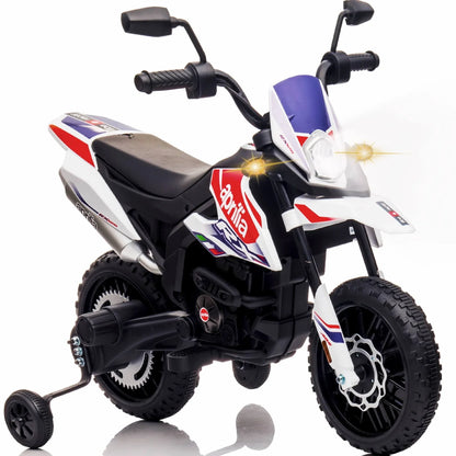 WERSEON Kids Motorcycle 12V, Licensed Aprilia RX125 Electric Ride on Motorbike for Toddlers with Training Wheels, Spring Suspension, Headlight, Music, Children Ages 3-6