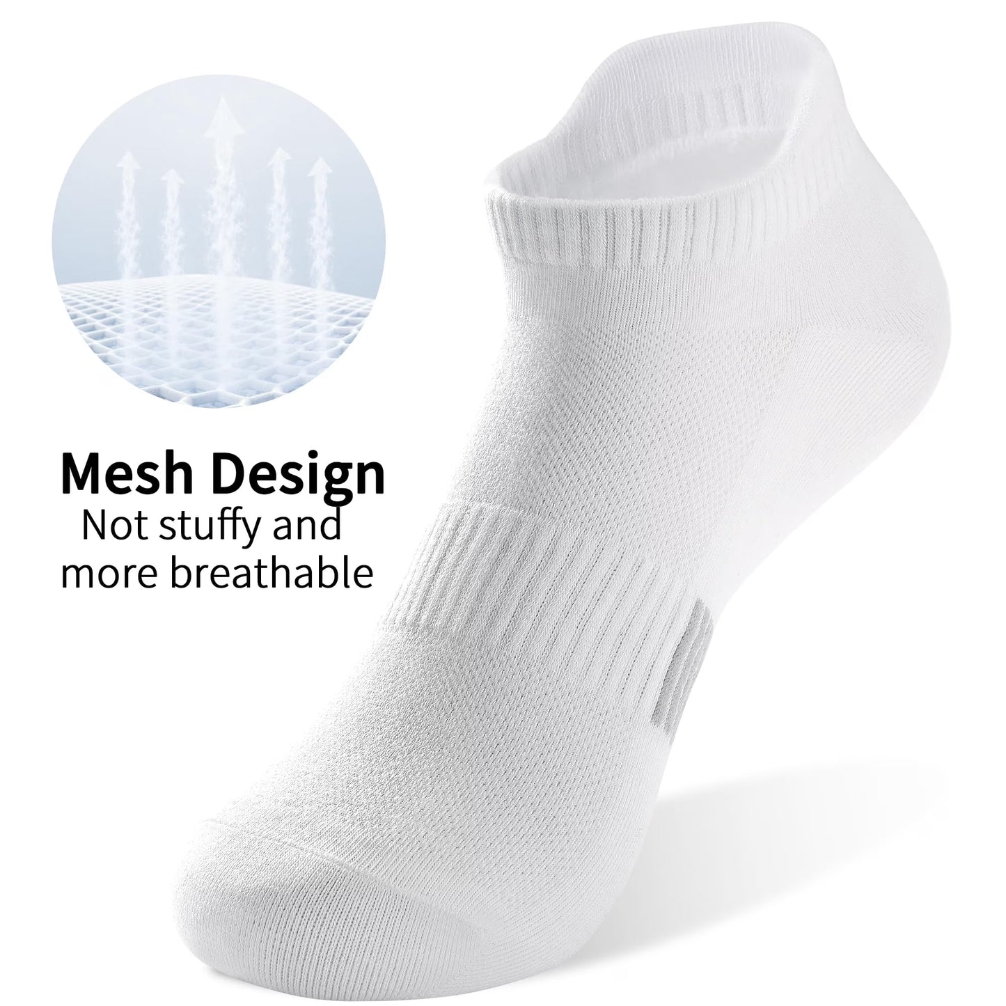 YOMYM 6 Pairs Ankle Socks for Women, Athletic Running Socks Cotton Low Cut Tennis Sports Tab Sock Size 6-11