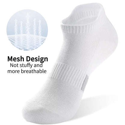 YOMYM 6 Pairs Ankle Socks for Women, Athletic Running Socks Cotton Low Cut Tennis Sports Tab Sock Size 6-11