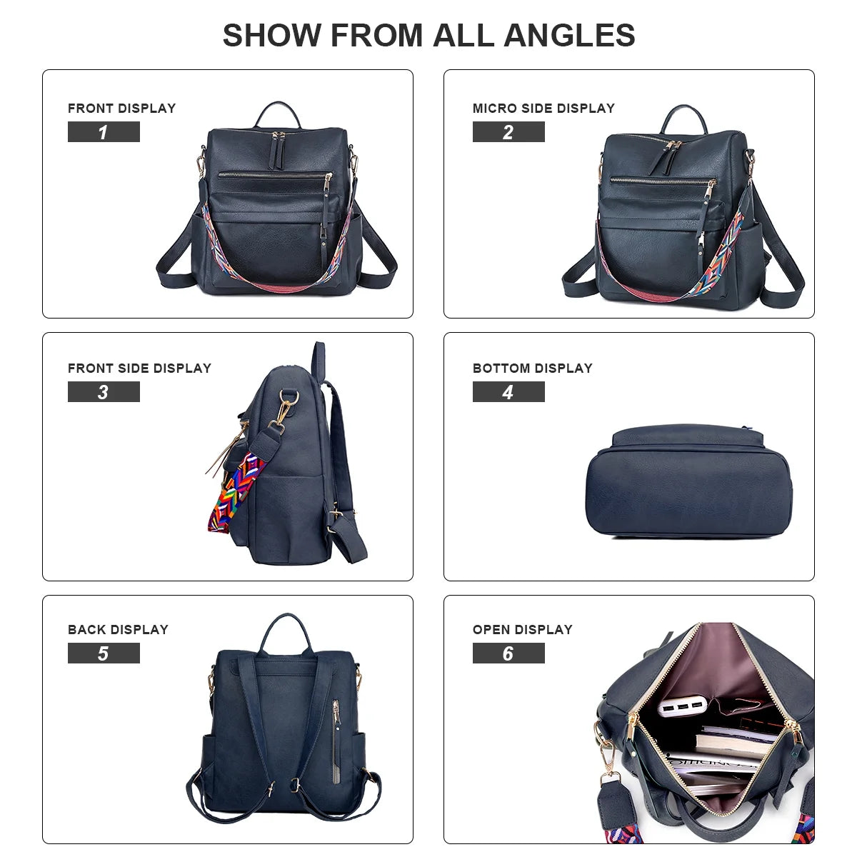YOMYM Women's Fashion Backpack Purses Multipurpose Design Handbags and Shoulder Bag Leather Women Backpack School Bag