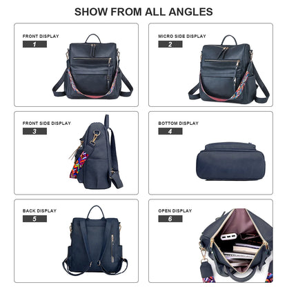 YOMYM Women's Fashion Backpack Purses Multipurpose Design Handbags and Shoulder Bag Leather Women Backpack School Bag