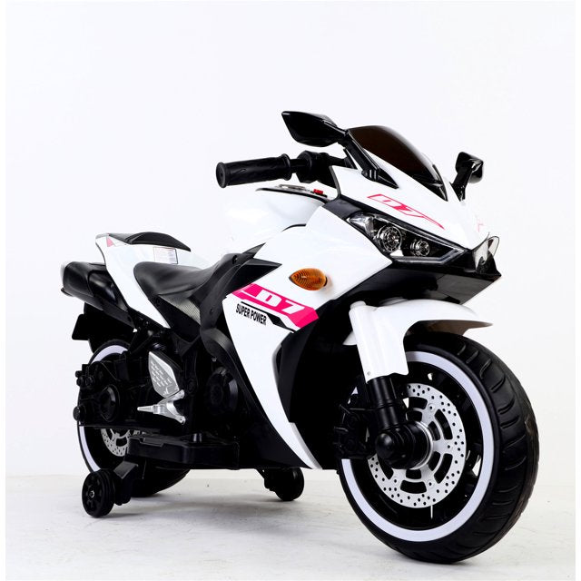 HNH 12V Ride on Motorcycle for Kids Battery Powered Dirt Bike for Child Electric Motorcycle with Light Wheels,Bluetooth,3Mph