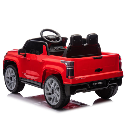 Licensed Chevrolet Silverado Truck for Kids, 12V Ride on Car with Parents Control,LED Lights,Bluetooth,Music,USB,Aged 2-6 Years,Red