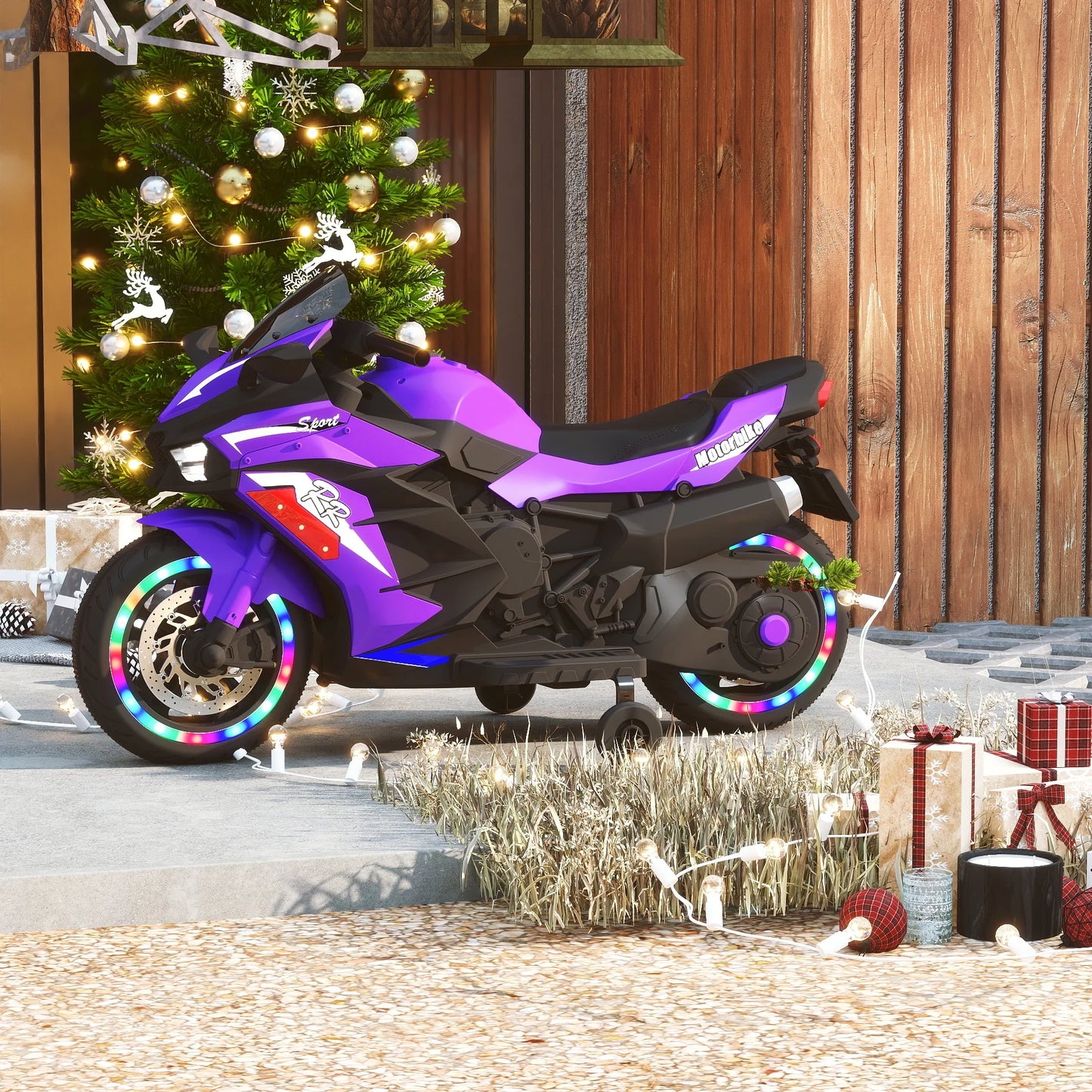 HNH 12v Kids Ride on Motorcycle, Electric Kids Motorcycle, Battery Powered Motorcycle for 3-5 Years Old, Violet