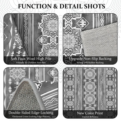 TECHVIDA Gray Kitchen Rug Set 3 Piece,Non Slip Machine Washable Kitchen Mats,Boho Farmhouse Hallway Doormat for Home Decor
