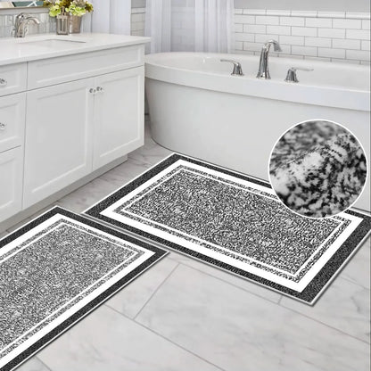 TECHVIDA Bathroom Rugs 3pcs Set,Non-Slip Ultra Soft Bath Rugs,Machine Washable,Water Absorbent,Black