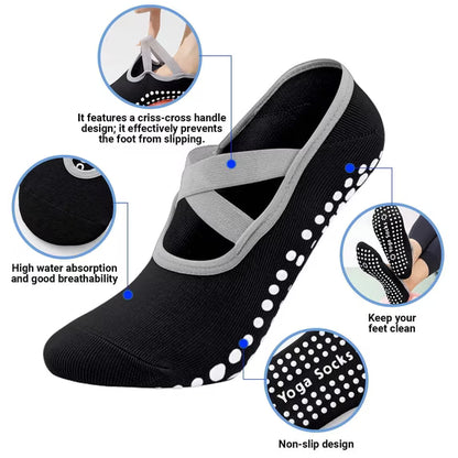 YOMYM Grip Pilates Socks for Women Yoga Socks with Grips Open Top Non Slip Grippy Socks for Barre, Ballet, Barefoot Workout