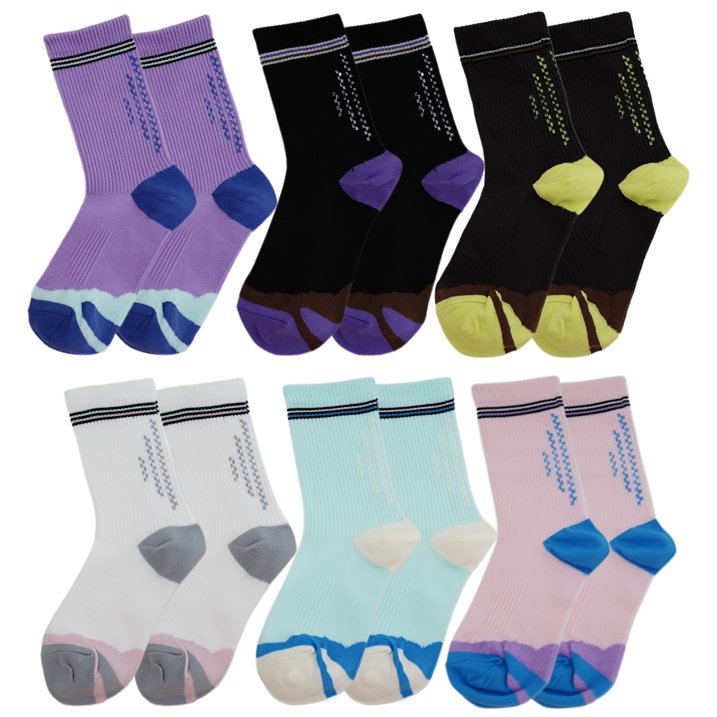 YOMYM 6 Pairs Women Athletic Crew Socks, Running Moisture Sports Socks for Women, Size 5-9