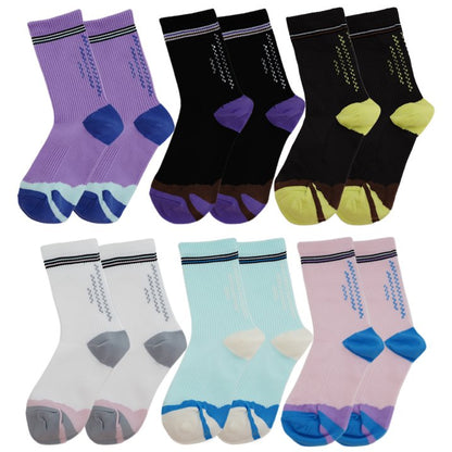 YOMYM 6 Pairs Women Athletic Crew Socks, Running Moisture Sports Socks for Women, Size 5-9