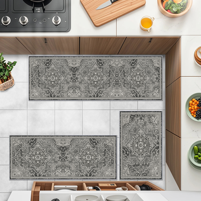 TECHVIDA Kitchen Rugs 3 Piece Set,Kitchen Mats for Floor,Non-Slip Machine Washable, Boho Farmhouse Hallway Doormat for Holiday