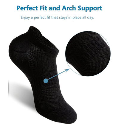 YOMYM 6 Pairs Womens Ankle Running Hiking Socks Thick Cushion Socks for Women, Black
