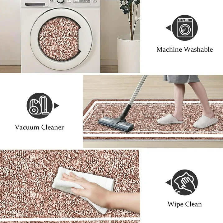 TECHVIDA Bathroom Rugs 3pcs Set,Non-Slip Ultra Soft Rugs,Water Absorbent,Machine Washable,Brick Red