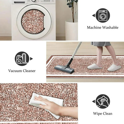 TECHVIDA Bathroom Rugs 3pcs Set,Non-Slip Ultra Soft Rugs,Water Absorbent,Machine Washable,Brick Red