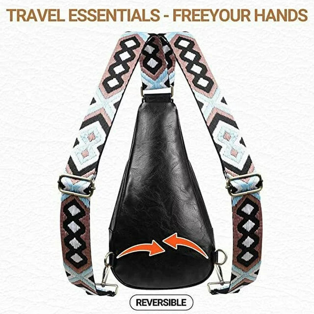 YOMYM Womens Sling Bags PU Leather Small Crossbody Sling Backpack Fashion Chest Bag Sling Bag for Women Travel