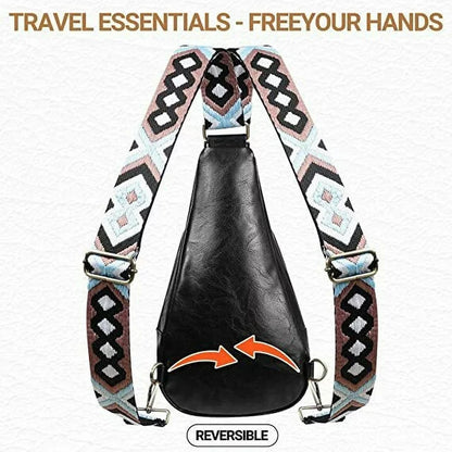 YOMYM Womens Sling Bags PU Leather Small Crossbody Sling Backpack Fashion Chest Bag Sling Bag for Women Travel