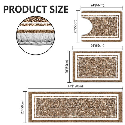 TECHVIDA Bathroom Rugs 3pcs Set,Non-Slip Ultra Soft Bath Rugs,Machine Washable,Water Absorbent,Light Brown