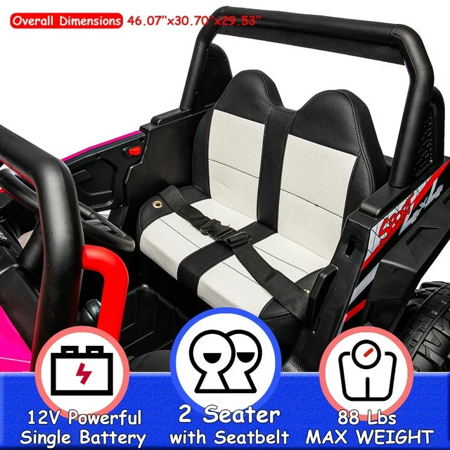 WUBEN 12V Kids Ride on Truck Car,Electric Off-Road UTV Vehicle with Parent Remote Control,4WD Electric Car for Kids with Spring Suspension,2 Speeds,Led Lights,Safety Belt,Bluetooth