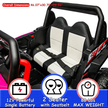 WUBEN 12V Kids Ride on Truck Car,Electric Off-Road UTV Vehicle with Parent Remote Control,4WD Electric Car for Kids with Spring Suspension,2 Speeds,Led Lights,Safety Belt,Bluetooth