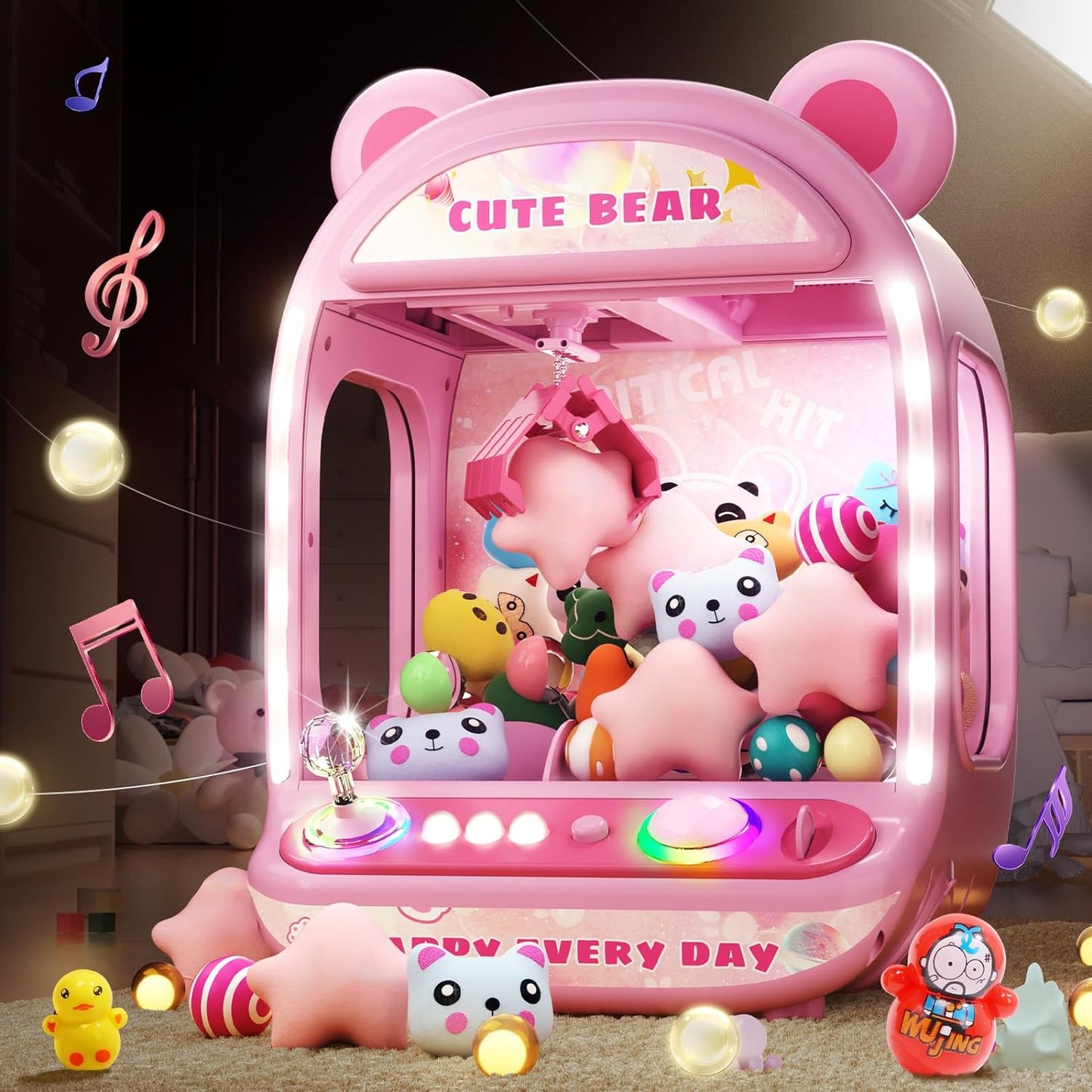 Claw Machine for Kids, Mini Vending Machine with Music, Prize Dispenser Toys for Girls and Boys, Electronic Claw Game Machine for Party Birthdays