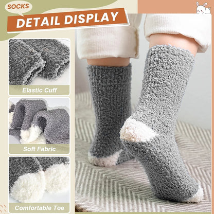 YOMYM Fuzzy Cozy for Womens Fluffy Cozy Winter Warm Fuzzy Crew Socks