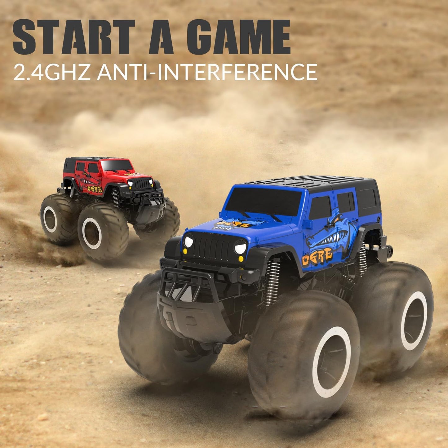Remote Control Car Toys for Boys 2.4GHz 1:16 All Terrain Off-Road RC Car Waterproof RC Monster Truck Kids Pool Toys Remote Control Boat Gifts for Kids Boys
