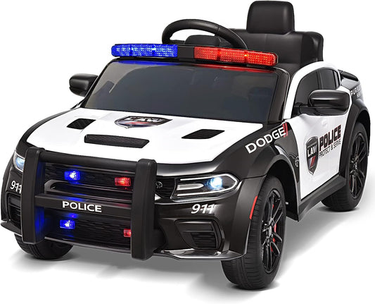 WUBEN 12V V Electric Ride on Car for Kids with Remote Control Licensed Dodge Powered Ride on Police Car for Child, Bluetooth,LED Light