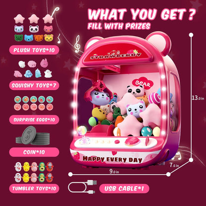 Claw Machine for Kids,Unicorns Toys for Girls Age 6+, Prize Claw Arcade Games Mini Vending Machine with Squishy Fidget Toys,Candy Machine Candy Dispenser Machine,Claw Game Machine,Birthday Gifts
