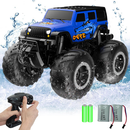 Remote Control Car Toys for Boys 2.4GHz 1:16 All Terrain Off-Road RC Car Waterproof RC Monster Truck Kids Pool Toys Remote Control Boat Gifts for Kids Boys