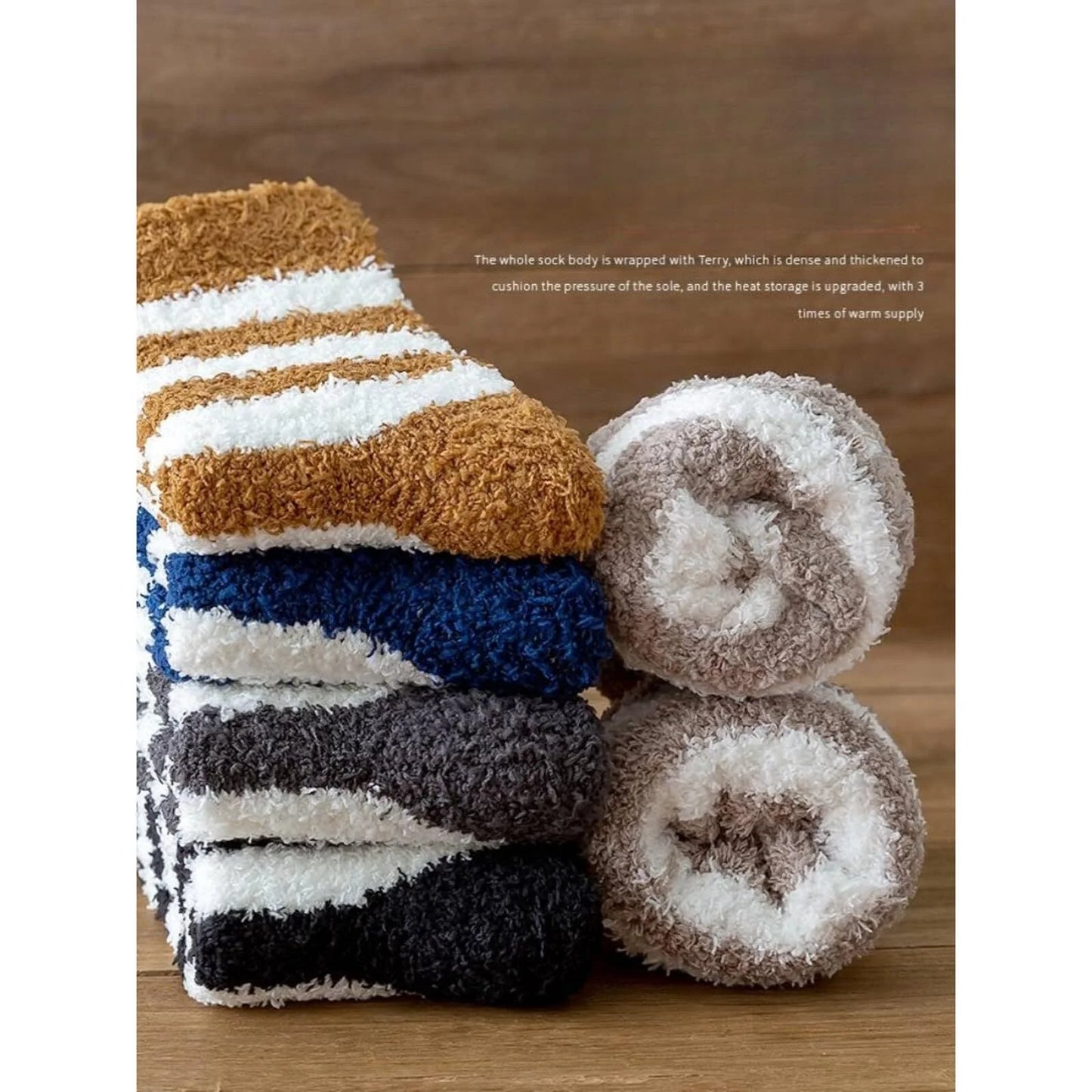 YOMYM 5 Pairs Fuzzy Socks Warm Socks Soft Non Slip Slipper Socks for Womens