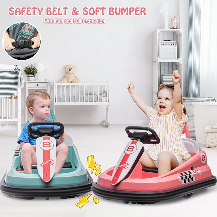 HNH 6V Bumper Car for Toddlers with Remote Control, Ride on Electric Go Kart for Kids, Electric Ride on Toys for Kids, Music Play, Lights
