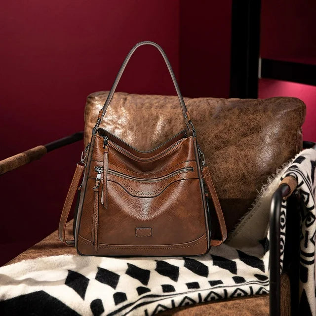 HONGLONG Women Handbag, Travel Shoulder Bag Fashion PU Leather Tote Bag, Brown