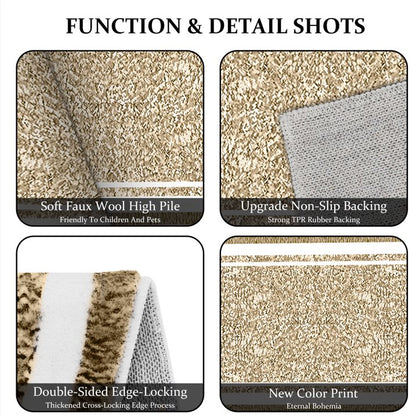 TECHVIDA Bathroom Rugs,Non-Slip Ultra Soft Bath Mat,Soft Absorbent Bathroom Rug and Bath Mat,Machine Washable,(18"x26",Beige and White)
