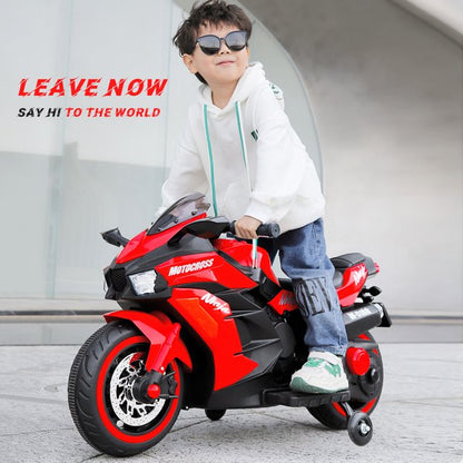 WUBEN 12V Children' Electric Motorcyle,Kids Motorcycle with Training Wheels,Ride on Motorcyle(Red)