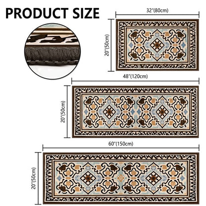 TECHVIDA Kitchen Rugs 3 Piece,Kitchen Mats for Floor, Non-Slip Machine Washable Rugs, Boho Farmhouse Hallway Doormat for Holiday