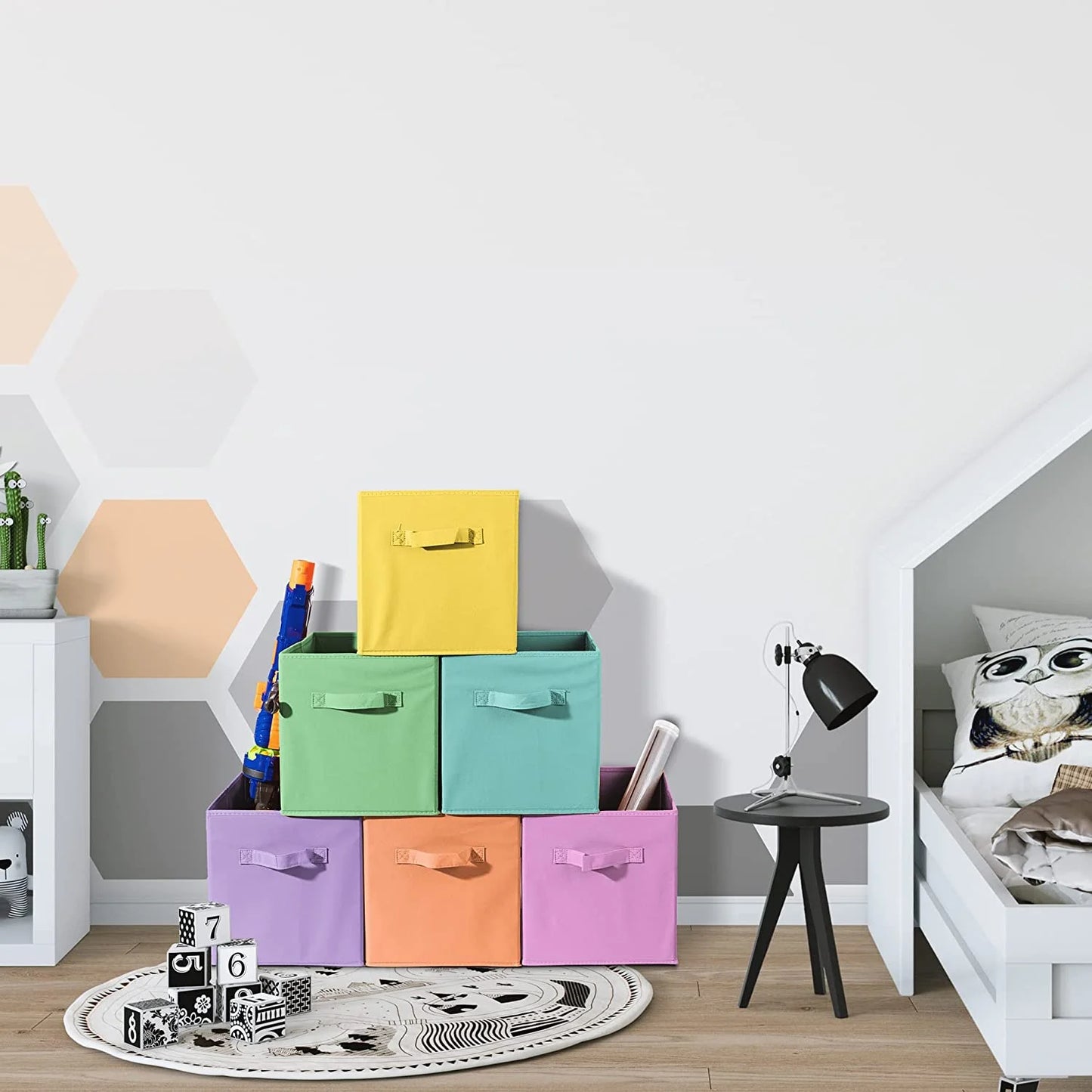 WERSEON 6 Pack Cube Storage Bins, 11 Inch Sturdy Collapsible Fabric Storage Cubes for Organizing Closet, Toys, Books,Storage Baskets for Shelves, Kids Room